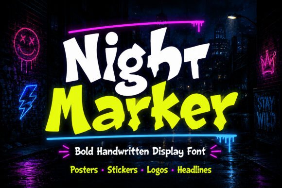 Night Marker: A Playful, Handcrafted Display Font for Makers