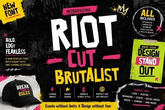 Riot Cut Brutalist: A Bold Display Font for Makers