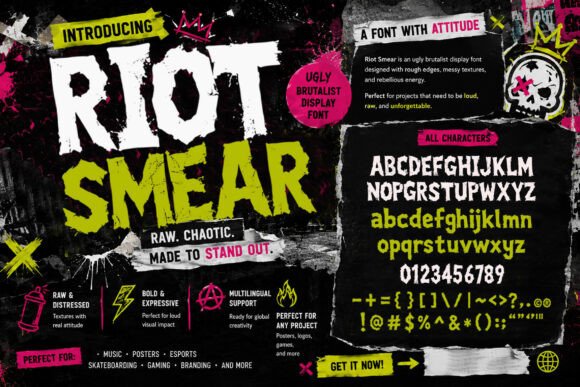 Riot Smear: A Bold Brutalist Font for Raw Campaign Visuals